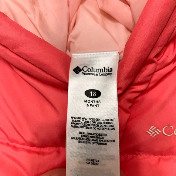 EUC girls hooded Columbia pink quilted one piece snow suit outfit. 18 Mths. - Picture 4 of 8